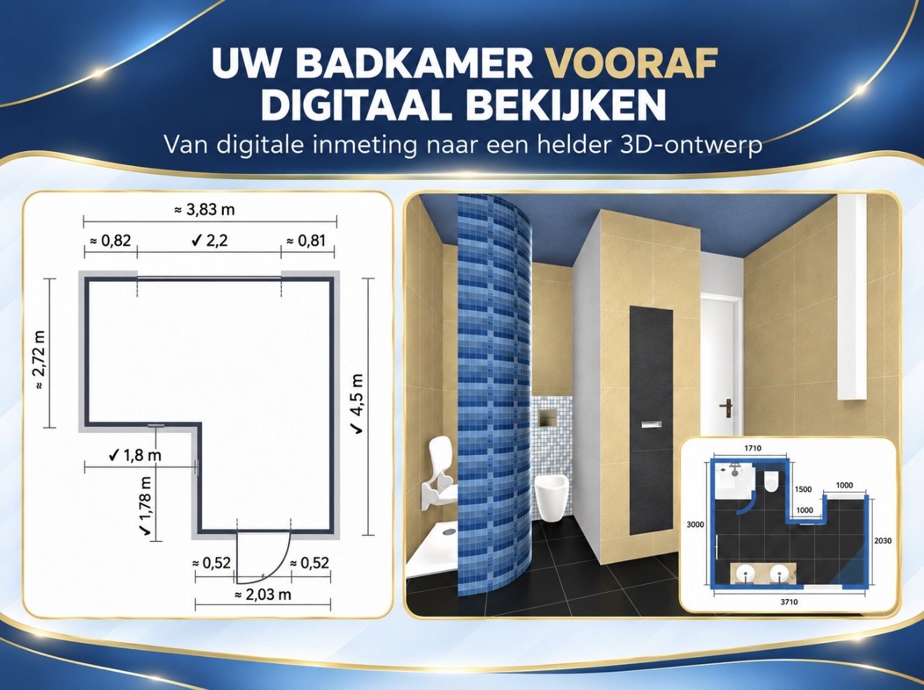 Uw badkamer vooraf digitaal bekijken: van digitale inmeting naar een 3D-ontwerp